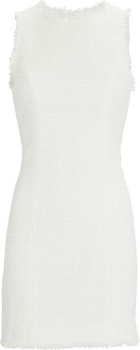 Sleeveless Tweed Mini Dress, White 40
