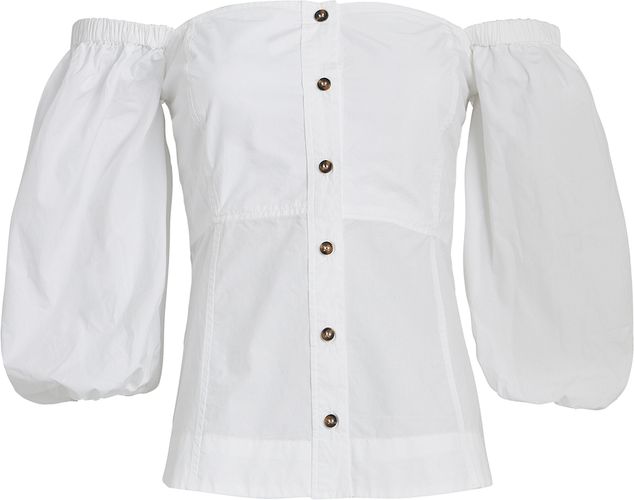 Puff Sleeve Poplin Top, White 40