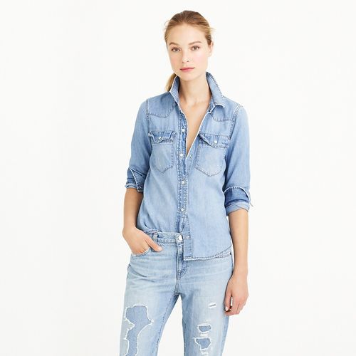 Denim western shirt in pale indigo