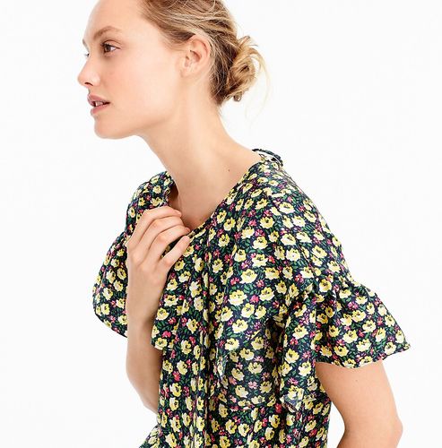 Collection silk ruffle top in Ratti&#174; midnight floral