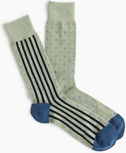 Blue striped dot print socks
