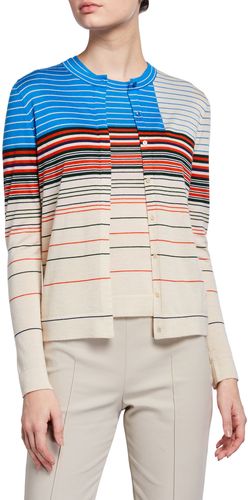 Horizontal Stripe Button-Front Cardigan