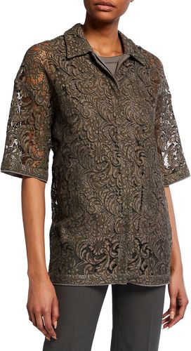 Lace 1/2-Sleeve Shirt Jacket