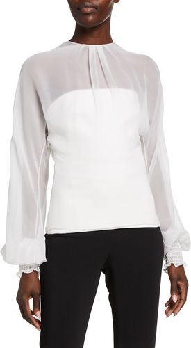 Chiffon Long-Sleeve Overlay Illusion Top