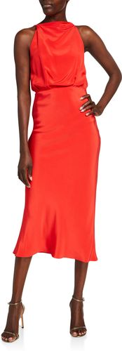 Silk Georgette Draped Back Dress