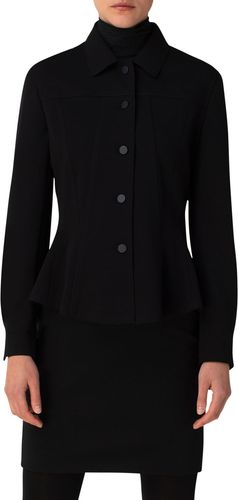 Kent-Collar Jersey Button-Up Jacket