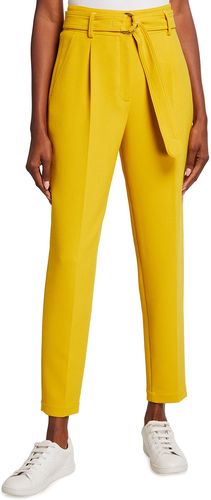 Fred Belted Straight-Leg Cropped Crepe Pants