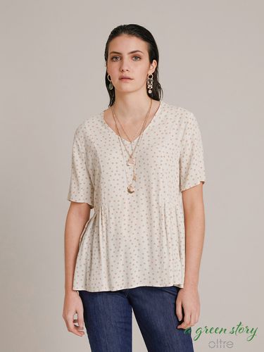 Blusa maniche corte a pois Donna Beige