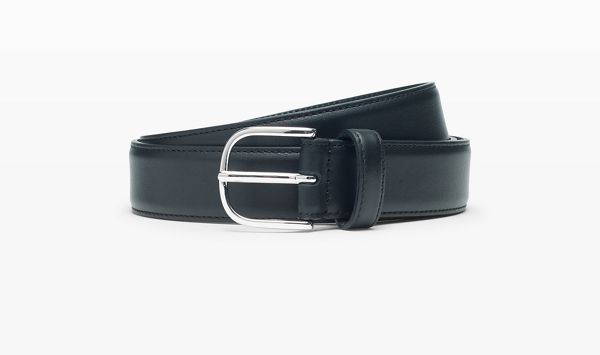 Black Leather Dress Belt in Size 36