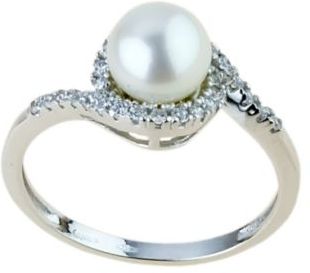 Anello con perla e zirconi in oro bianco 18 kt mod. A2443B 17